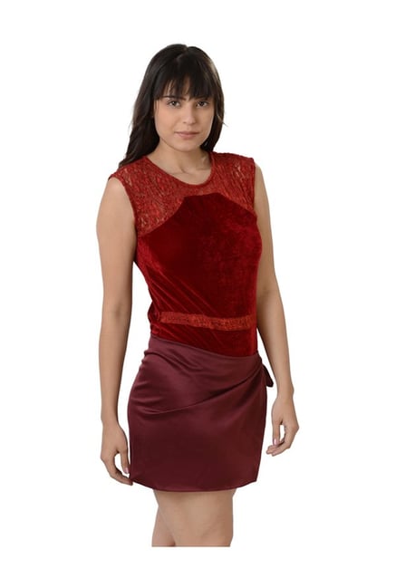 Da Intimo Maroon Lace Bodysuit With Repron-picture-46