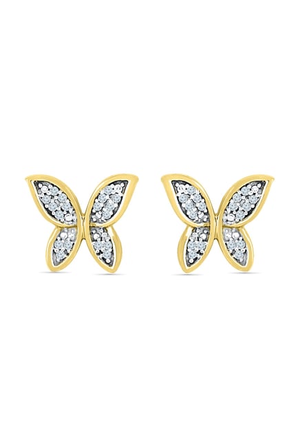 Diamond Accent Butterfly Stud Earrings in 10K Yellow Gold