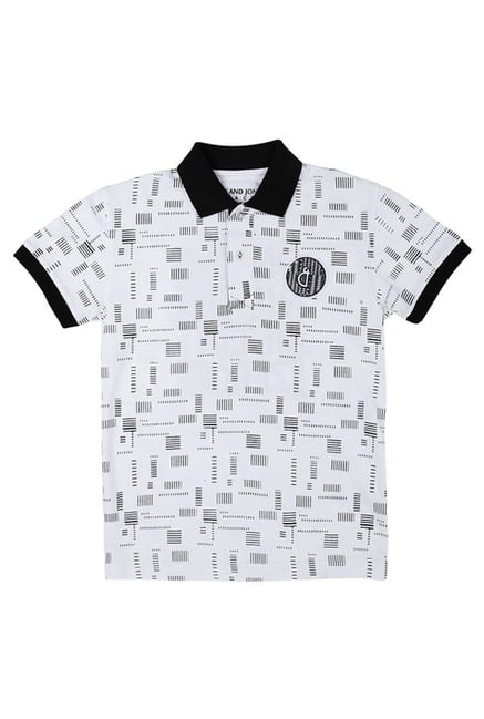 Gini & Jony Kids White Printed Polo T-Shirt