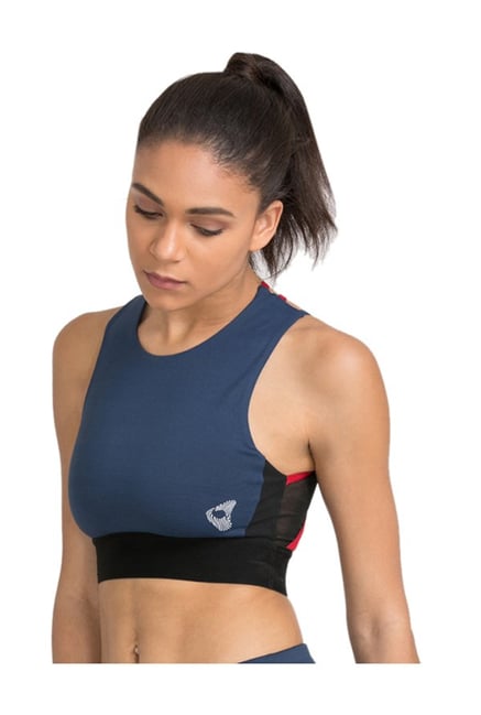 Buy Zelocity By Zivame Dark Blue Non Wired Non Padded Sports Bra For ...