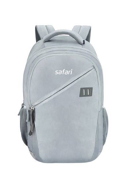 Grey Solid Polyester Laptop Backpack 