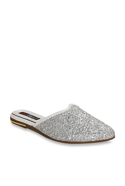 silver mule shoes