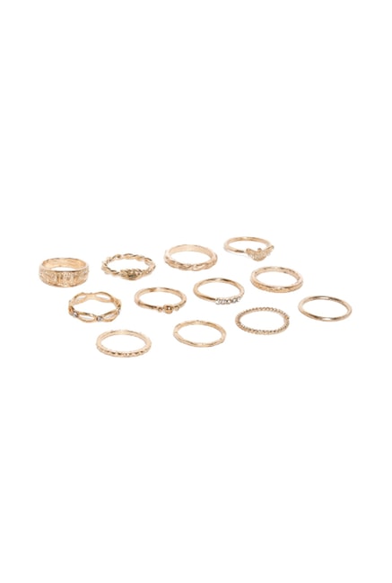 ToniQ Zodiac Golden Alloy Casual Rings-Set of 12