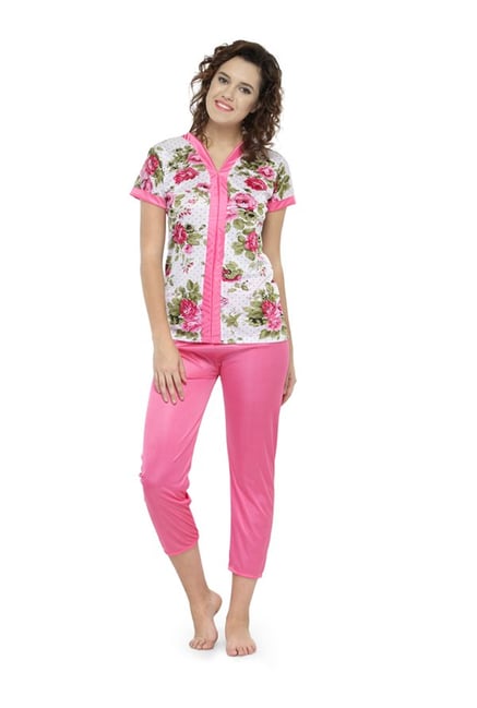 N-Gal Pink Floral Print Top With Capris-picture-25