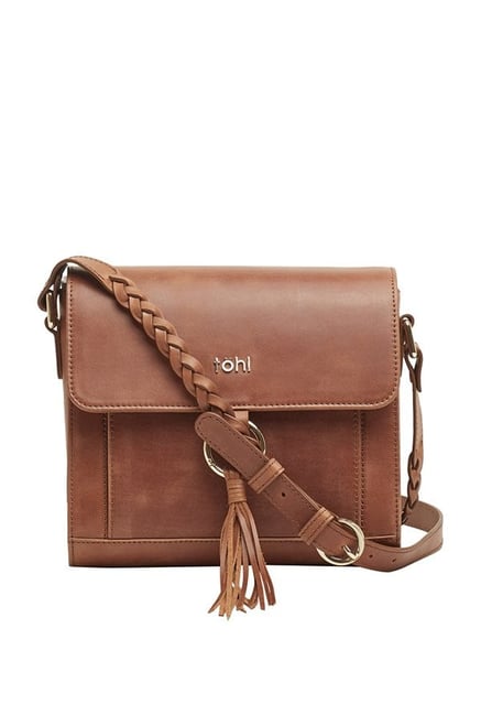 Buy Tohl Tan Tassel Leather Messenger Bag For Women At Best Price