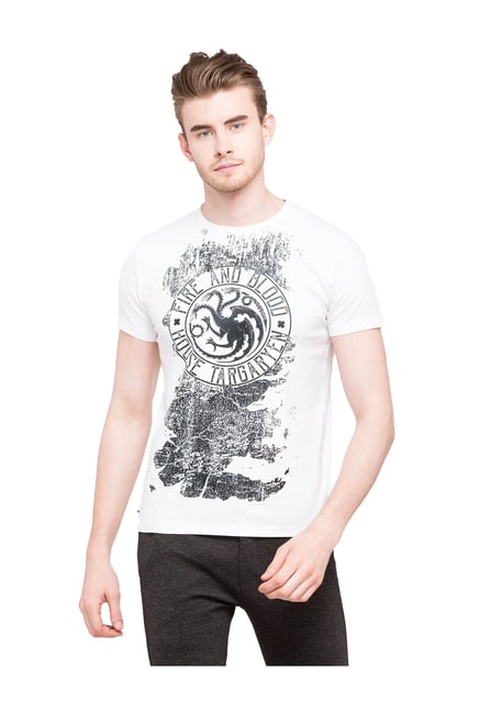 Buy Status Quo White Cotton Lycra T-Shirt for Men Online Tata CLiQ