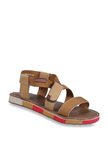 Woodland Camel Cross Strap Sandals from 