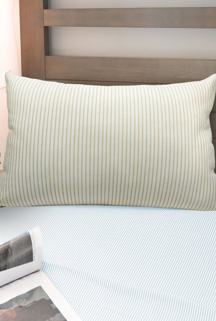 Buy Tangerine Anti Aging White Beige Cotton Bed Pillow Online At