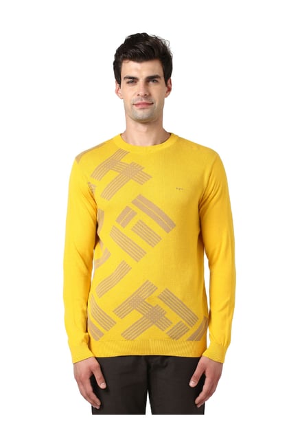 Buy ColorPlus Yellow Printed Sweater for Men Online Tata CLiQ