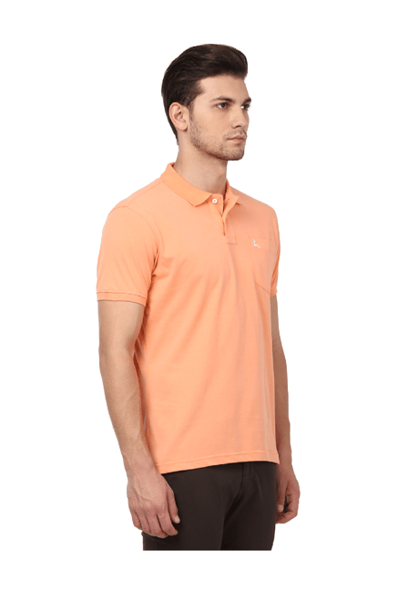 Parx Light Orange Cotton Polo T-Shirt from Parx at best prices on Tata CLiQ