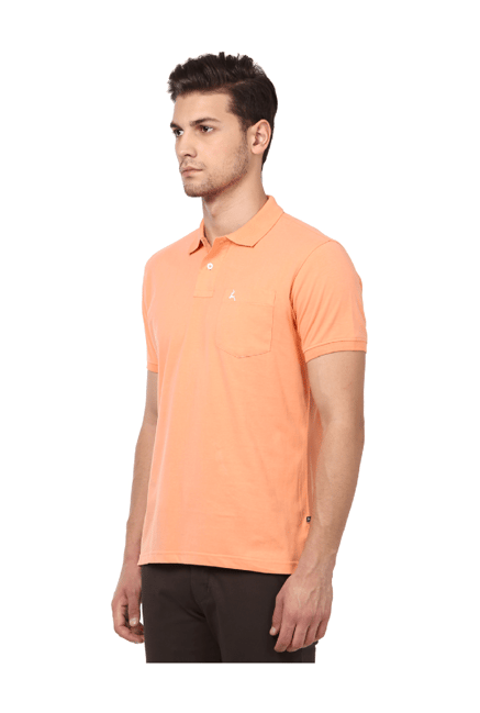 Parx Light Orange Cotton Polo T-Shirt from Parx at best prices on Tata CLiQ