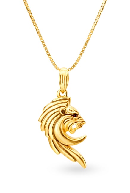 Solid Rose Gold Sparkle Cut Leo Zodiac Royal Lion Pendant Necklace