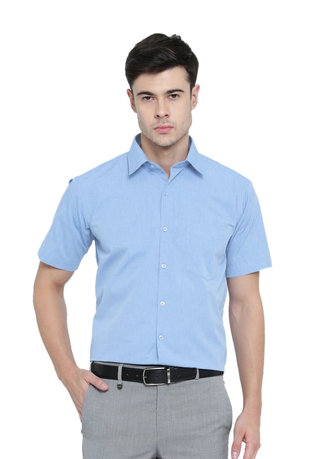Hancock Sky Blue Cotton Slim Fit Shirt from Hancock at best prices on ...