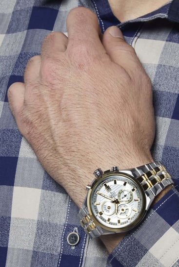 men fashion ed426 silver and gold chronograph wrist watch