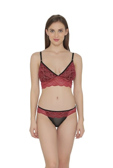 Clovia Black Full Coverage Non-Padded Bra & Panty Set