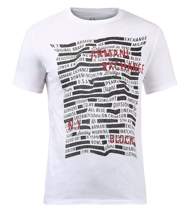 Buy Armani Exchange White Graphic Print T-Shirt for Men Online @ Tata CLiQ  Luxury