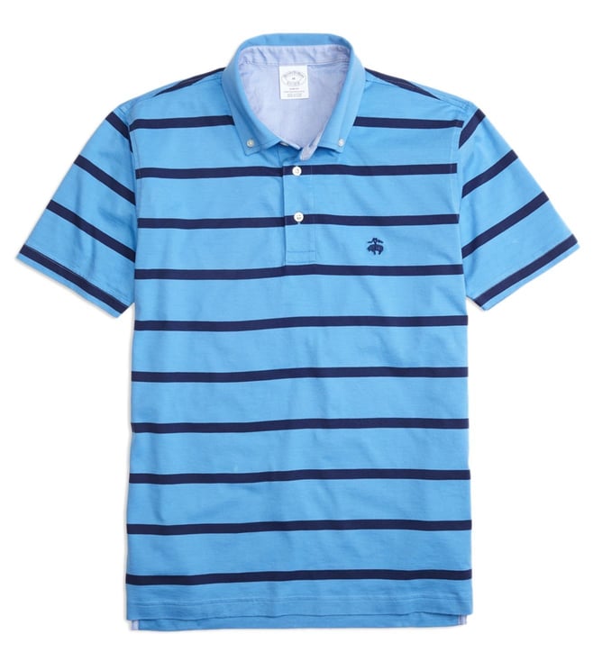 Buy Brooks Brothers Blue Supima Striped BDC Polo T-Shirt for Men Online ...