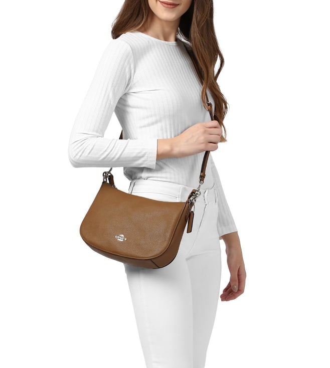 Buy Coach Silver-Saddle Leather Chelsea Crossbody Bag for Women Online @ Tata CLiQ Luxury