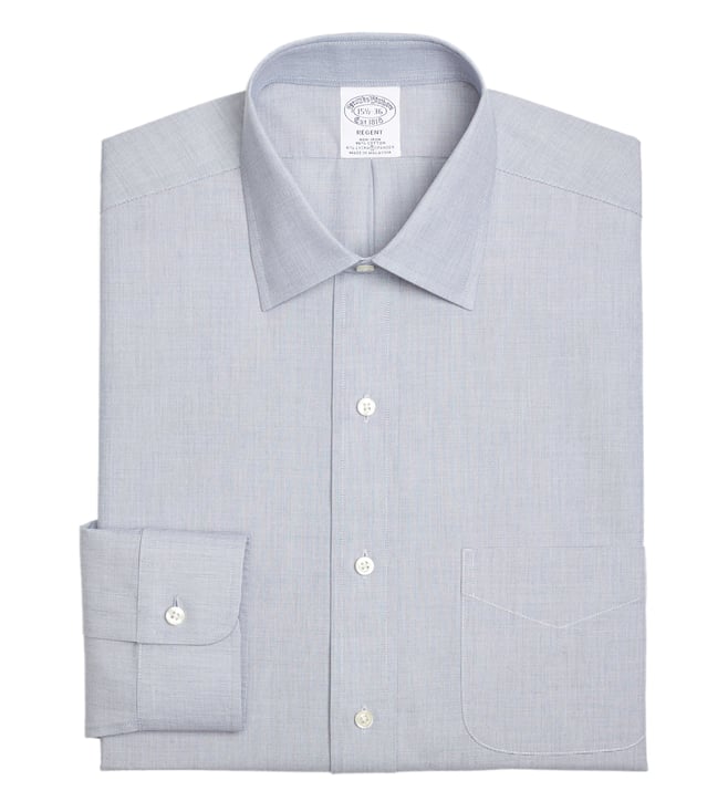 Buy Brooks Brothers Blue Regent Fit End-on-End Dress Shirt for Men Online @  Tata CLiQ Luxury