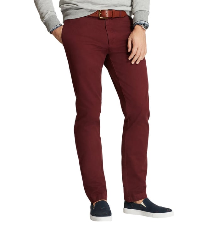 burgundy slim chinos