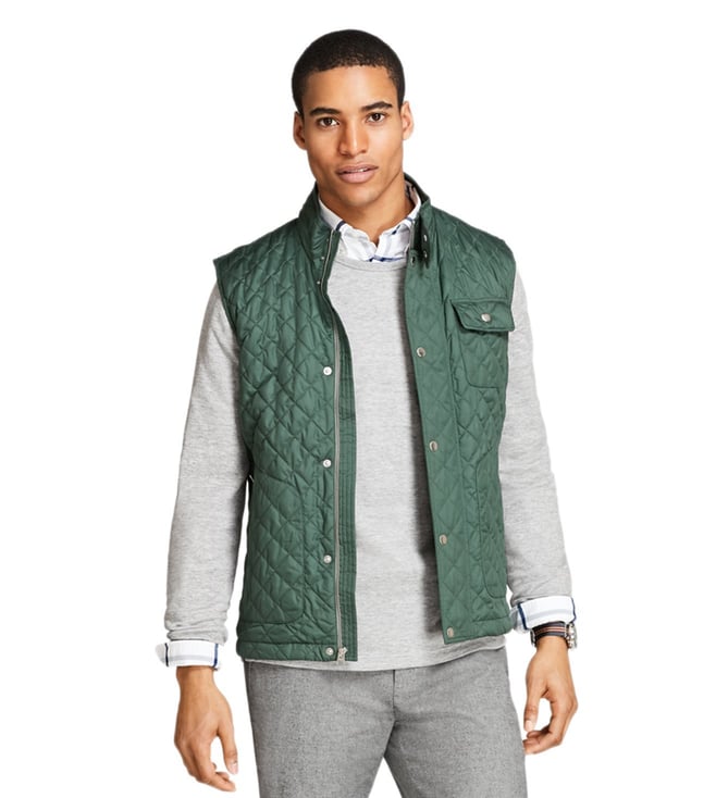 Buy Brooks Brothers Red Fleece Pine Green Diamond-Quilted Vest for Men ...