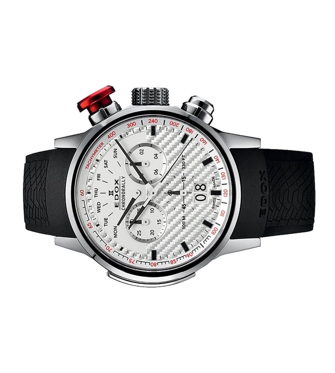 edox men's 38001 tin ain chronorally analog display swiss quartz black watch