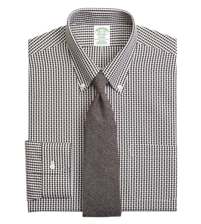 Buy Brooks Brothers Black NI Milano Fit Dobby Gingham Dress Shirt for Men Online @ Tata CLiQ Luxury Buy Brooks Brothers Black NI Milano Fit Dobby Gingham Dress Shirt for Men Online @ Tata CLiQ Luxury