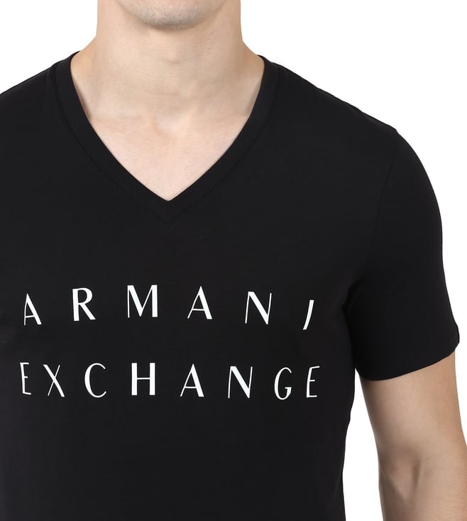 Buy Armani Exchange Black Logo Print V Neck TShirts for Men Online