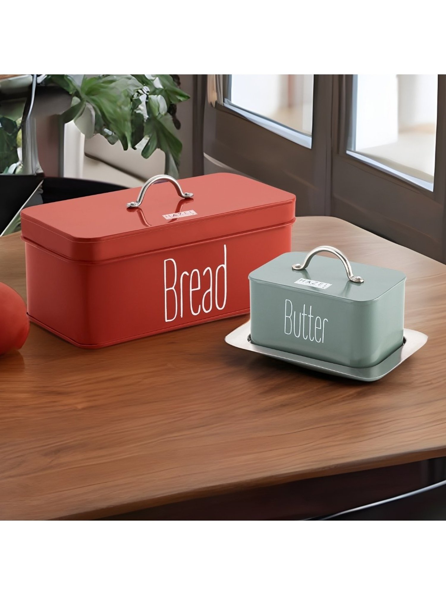 Buy HAZEL Red and Olive Green Bread Butter Box - Set of 2 (4.1L