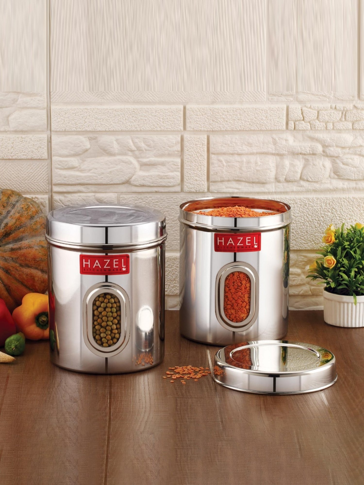 Buy HAZEL Silver Kitchen Storage Containers With Air Tight Lid at