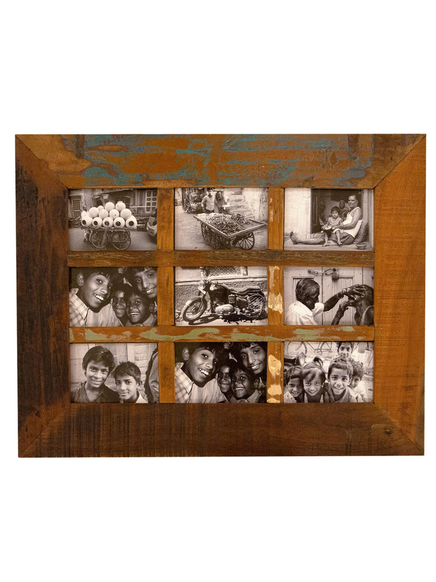 Ambi Vintage Wooden Photo Frame - 9 Photos - 21 X 27 Inches