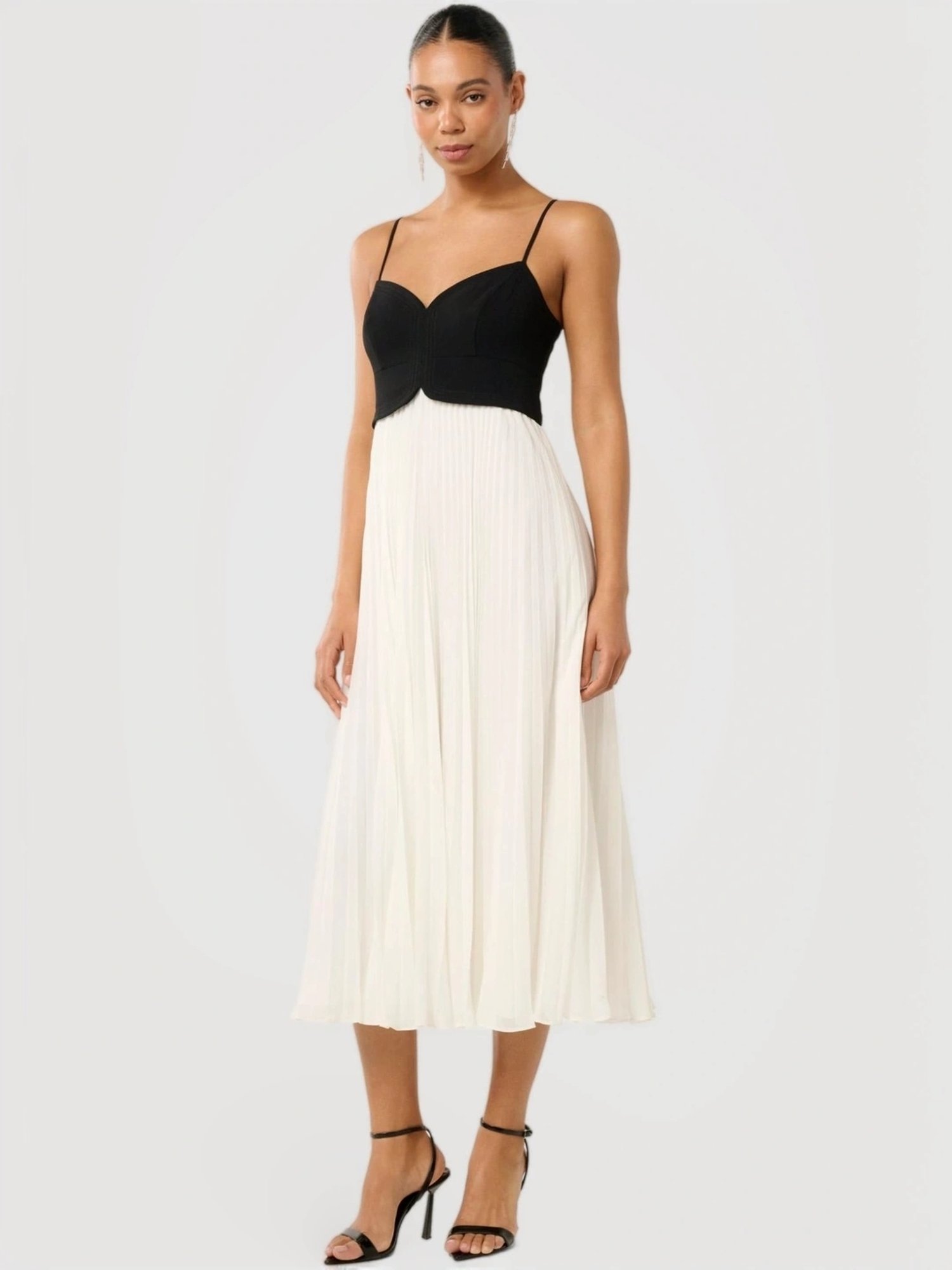 white pleated dress forever 21 Rotate By Birger Christensen Pleated Strap Dress
