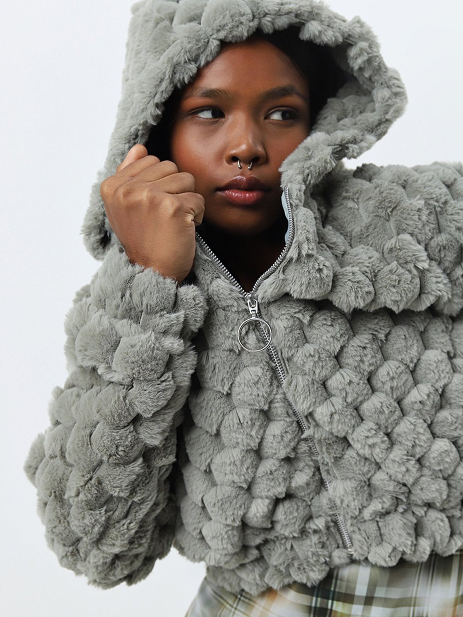 【THINK FUR】 Popcorn Fur Raglan Jacket THINK FUR】 Popcorn Fur Raglan Jacket THINK FUR】Popcorn Fur