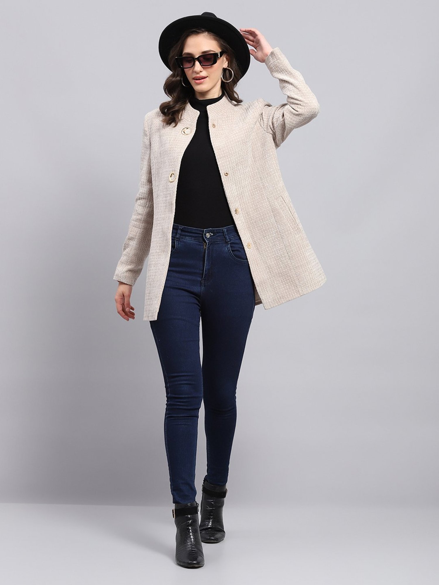 Monte Carlo Beige Wool Textured Coat