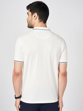 Buy Byford By Pantaloons White Cotton Slim Fit Striped Polo T