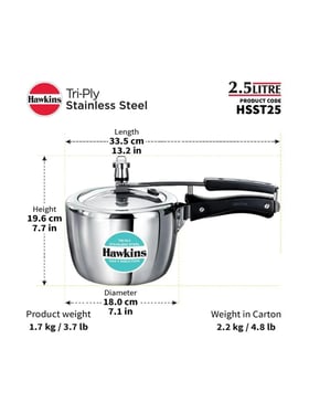 Buy Hawkins Silver Stainless Steel Pressure Cooker with Inner Lid 2.5 L at Best Price Tata CLiQ