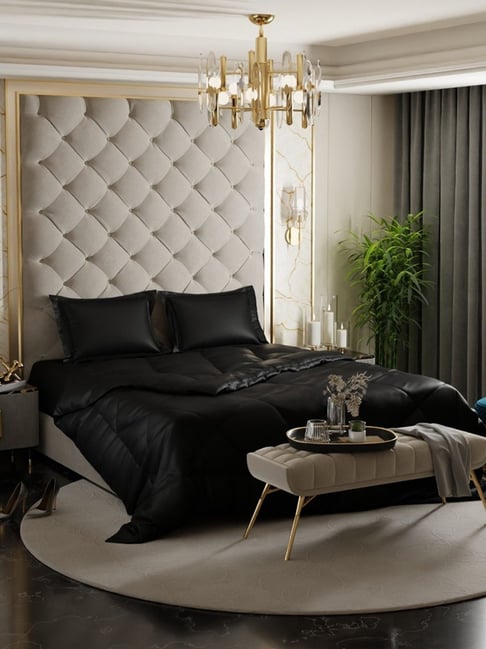 Stoa Paris Date Night Midnight Black 150 GSM Polyester Double Comforter