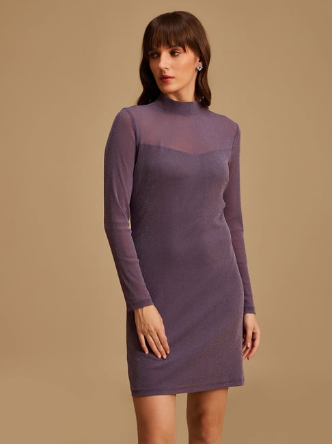 Buy Kazo Light Purple Textured A Line Dress for Women Online Tata CLiQ