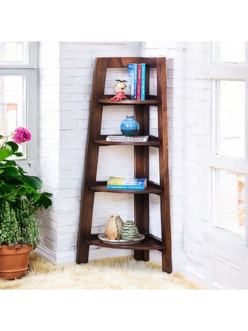 Ikiriya Kassel Solid Brown Wood Book Shelf Teak Finish-picture-16