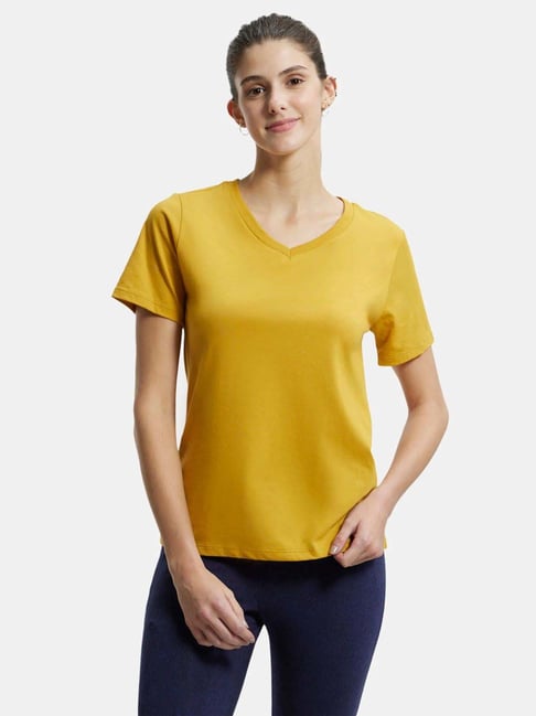 Buy Jockey Yellow Relaxed Fit Sports T Shirt for Women Online Tata CLiQ