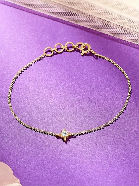 P.N.Gagdil Jewellers 14 Karat Yellow Gold & Diamond IJ/SI Certified Gold Flexible Bracelet For Women