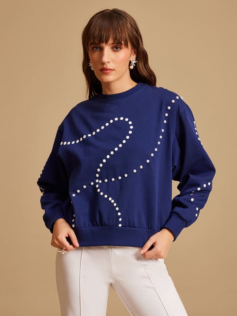 Kazo Navy & White Polka Dot Sweatshirt-picture-33