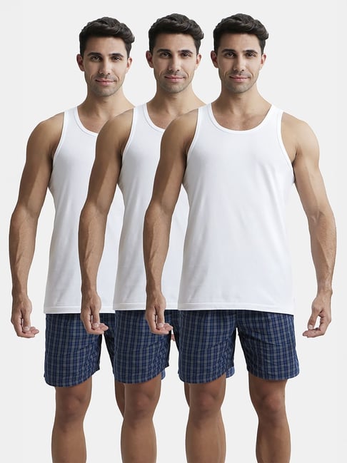 Jockey 8820 Men's Super Combed Cotton Round Neck Sleeveless Vest with Extended Length (Pack of 3)