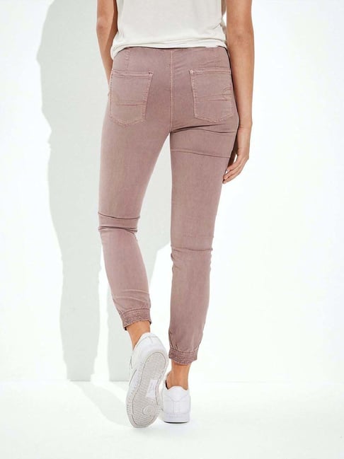 Buy American Eagle Outfitters Purple Mid Rise Joggers for Women