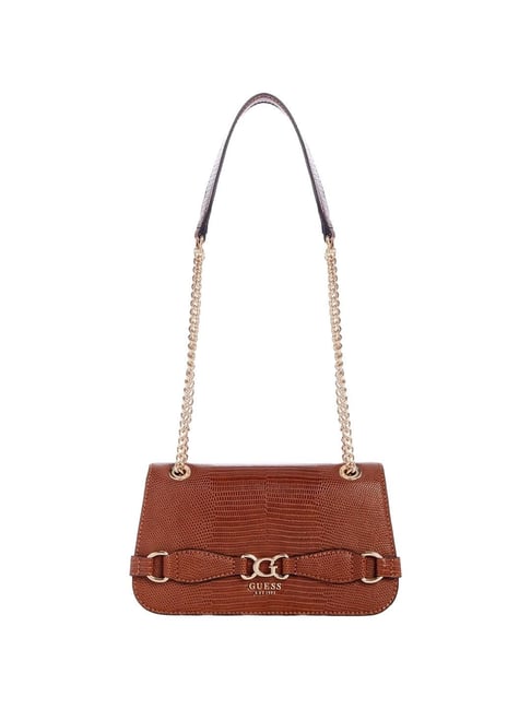 GUESS Brown Animal Effect Shoulder Bag