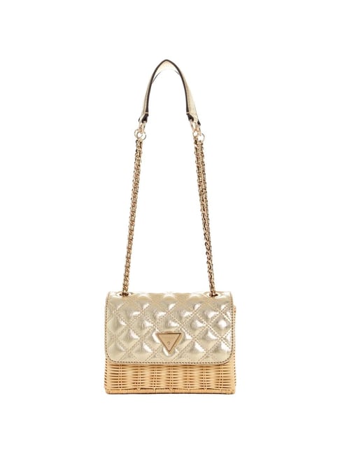 GUESS Gold Quilted Shoulder Bag