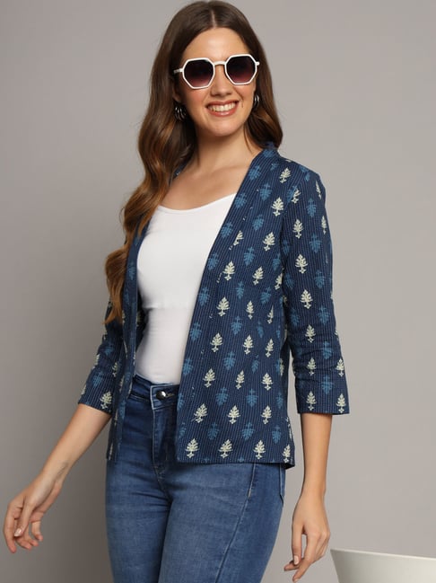 DECKEDUP Indigo Cotton Printed Shrug