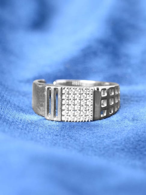 Buy Clara 925 Silver Platinum Swiss Zirconia Leon Ring for Men