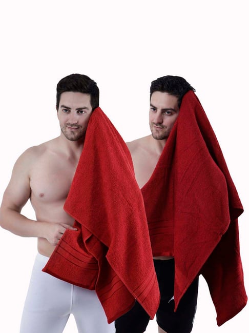 Buy Dollar Carmine Bright Red Cotton Bath Towels Set of 2 at Best Price Tata CLiQ