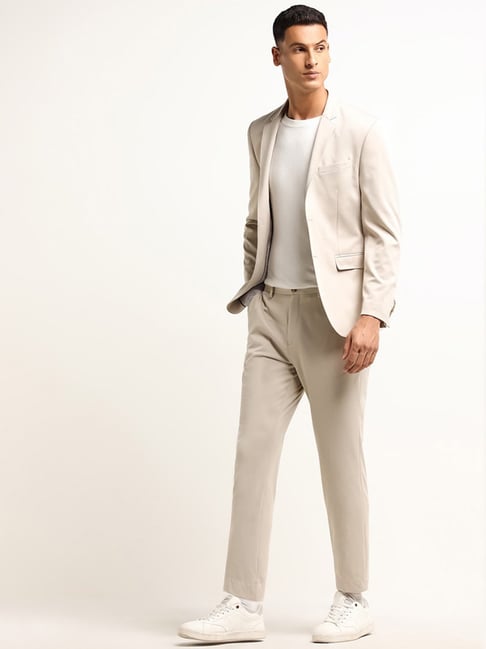Beige Colour Blazers WES Formals By Westside Beige Slim-Fit Blazer